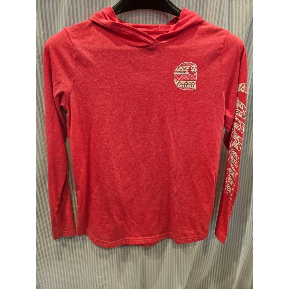 Carhartt Girls Pink Coral Lightweight Pullover with Aztec Arm Graphic Size XL/14